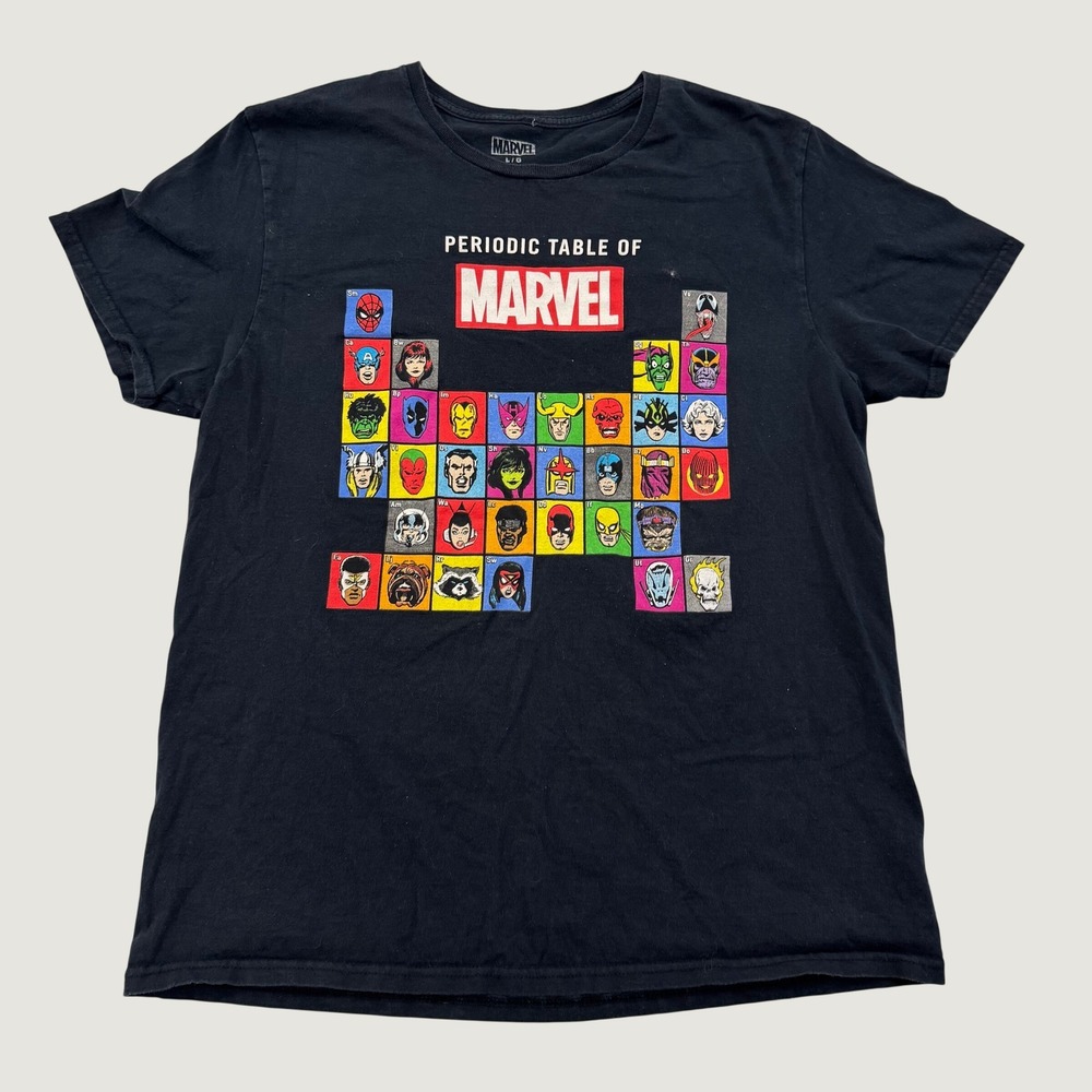 Marvel Periodic Table Characters T Shirt Mens Large Black Superhero Graphic Tee